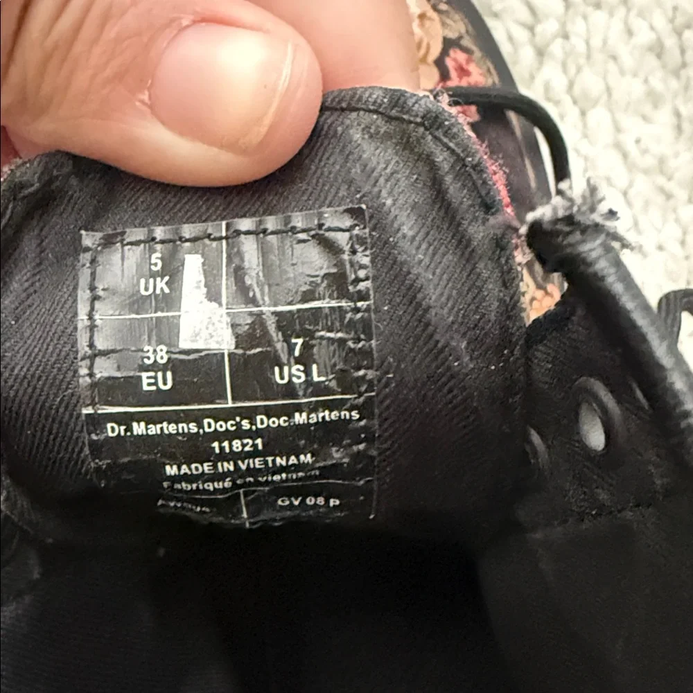 Dr. Martens Black Floral Lace-Up Combat Boots - Picture 5 of 8